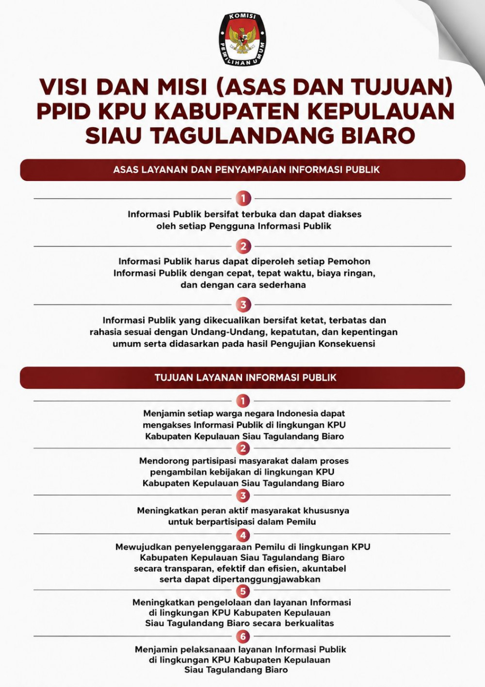 Visi dan Misi PPID KPU Kabupaten Kepulauan Siau Tagulandang Biaro