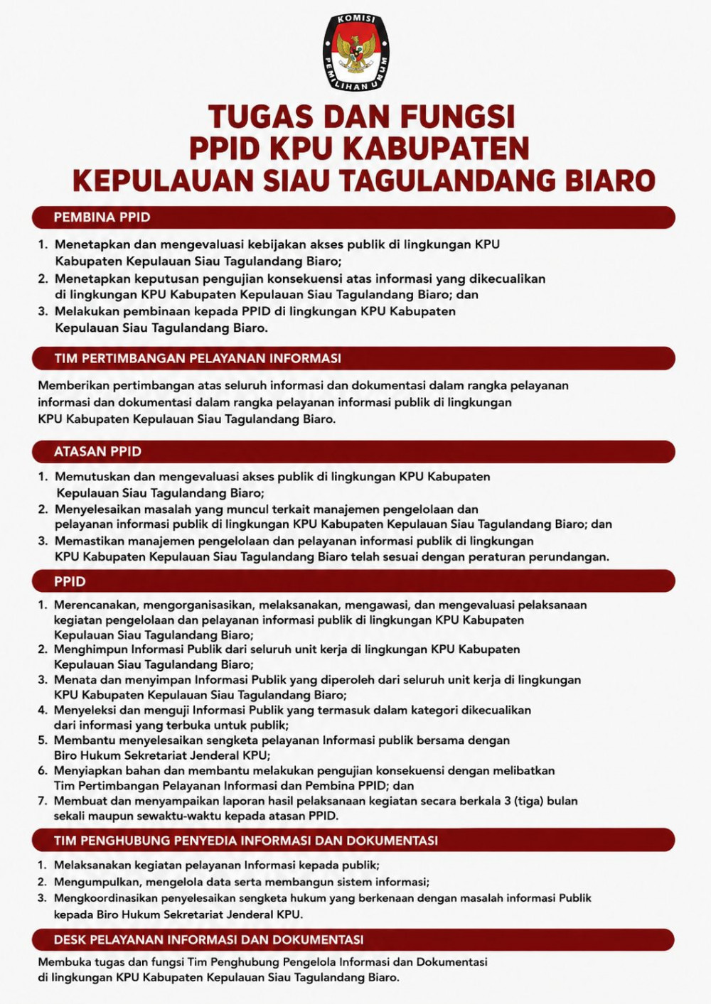 Tugas dan Fungsi PPID Kab. Kepl. Siau Tagulandang Biaro